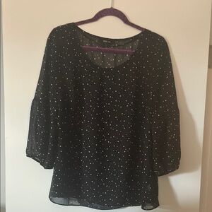 Style & Co. Black Boxy 3/4 Sleeve Blouse